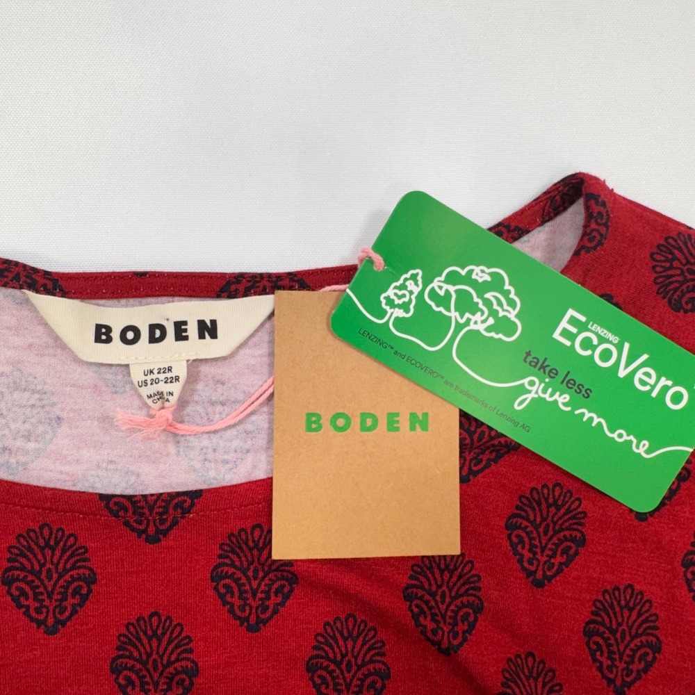 NEW Boden Thea Jersey Midi Dress Womens 20-22R Block Print Long Sleeve Pocket - Picture 7 of 12